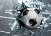 Wall Mural - Soccer ball on a gray background