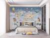 Nursery Wall Mural - World map with planets, animals and balloons