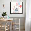 Poster - Bear with balloons, 100 x 100 см, Framed poster on glass, For Kids