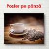 Постер - Чашка кофе на столе, 90 x 60 см, Постер в раме, Еда и Напитки