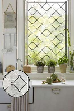 Window Privacy Film, Decorative stained glass window, geometry with rhombus, without colours, 60 x 90cm, Matte, Window Film