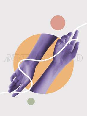 Poster - Purple Abstract Hands, 60 x 90 см, Framed poster on glass, Minimalism