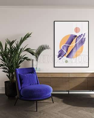 Poster - Mâini abstracte violete, 60 x 90 см, Poster inramat pe sticla, Minimalism