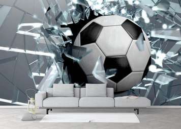 Wall Mural - Soccer ball on a gray background