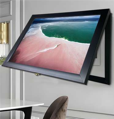 Мультифункциональная Картина - Розовый пляж и море, 30x40cm, Белая Рама