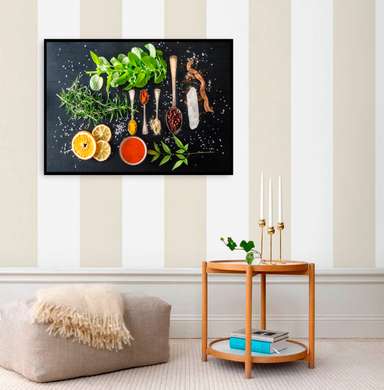 Poster - Ingredients for a dish, 90 x 60 см, Framed poster, Food and Drinks