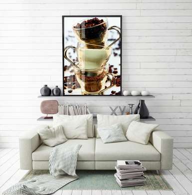Poster - Set de cafea, 30 x 60 см, Panza pe cadru, Alimente și Băuturi