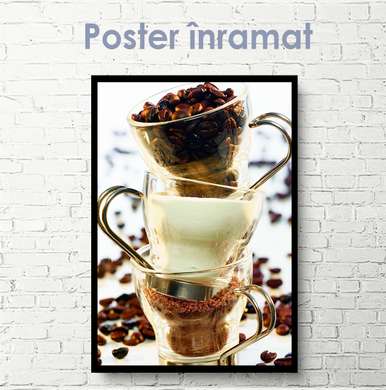 Постер - Кофейный набор, 30 x 60 см, Холст на подрамнике, Еда и Напитки