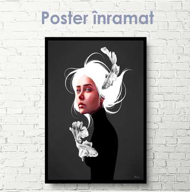Poster - Girl with white hair, 40 x 40 см, Canvas on frame