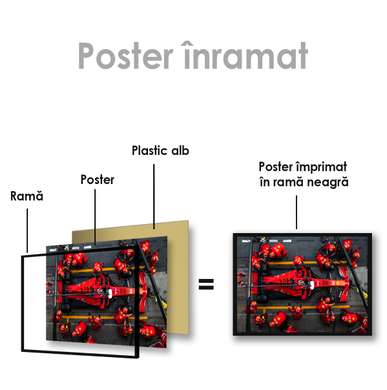 Poster - Red Formula 1 and her team, 45 x 30 см, Canvas on frame