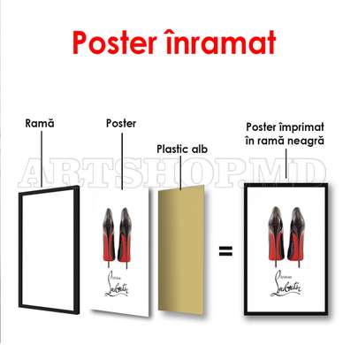 Постер - Туфли Кристиана Лабутена, 45 x 90 см, Постер на Стекле в раме, Минимализм
