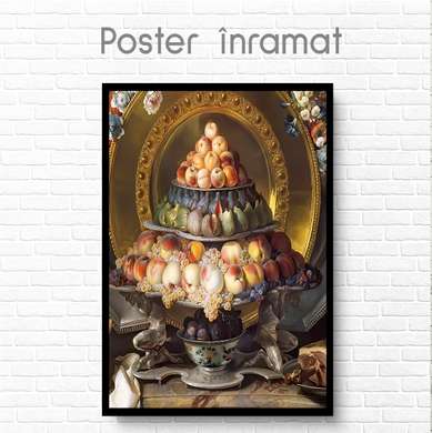 Постер - Фруктовое блюдо, 60 x 90 см, Постер на Стекле в раме, Натюрморт