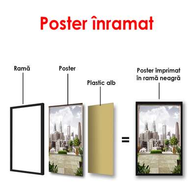 Постер - Вид на город, 60 x 90 см, Постер в раме, Города и Карты