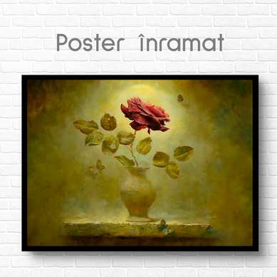 Poster - Red rose, 45 x 30 см, Canvas on frame