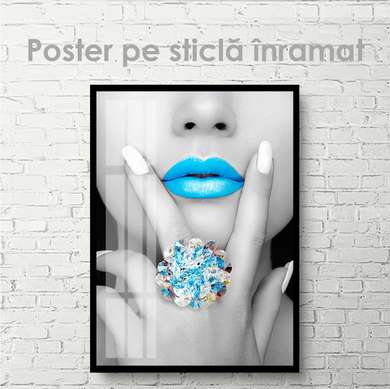 Poster - Buze albastre, 30 x 45 см, Panza pe cadru, Nude
