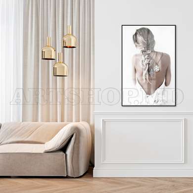 Poster - Woman Hairstyle, 60 x 90 см, Framed poster on glass, Nude