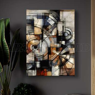 Poster - Abstraction in brown colors, 60 x 90 см, Framed poster on glass, Abstract