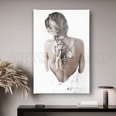 Poster - Woman Hairstyle, 60 x 90 см, Framed poster on glass, Nude