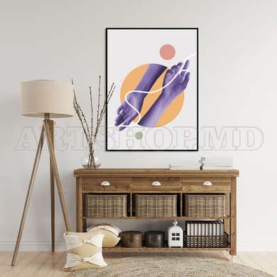 Poster - Mâini abstracte violete, 60 x 90 см, Poster inramat pe sticla, Minimalism