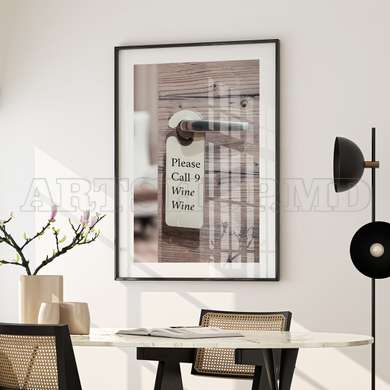 Poster - Please call 9 wine wine, 60 x 90 см, Framed poster on glass, Quotes