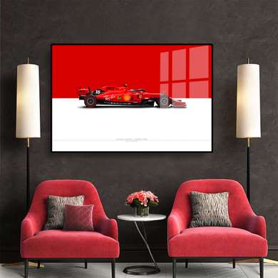 Poster - Formula 1 rosie, 90 x 45 см, Poster inramat pe sticla