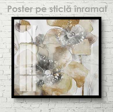 Poster - Flori gingașe, 100 x 100 см, Poster inramat pe sticla