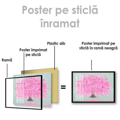 Poster - Tree with pink flowers, 90 x 60 см, Framed poster on glass, Nature