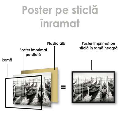 Poster - Gondolas, 90 x 60 см, Framed poster on glass, Transport