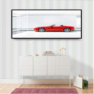 Постер - Красный кабриолет, 60 x 30 см, Холст на подрамнике