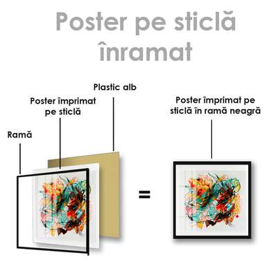 Poster - Abstracție multicoloră, 100 x 100 см, Poster inramat pe sticla