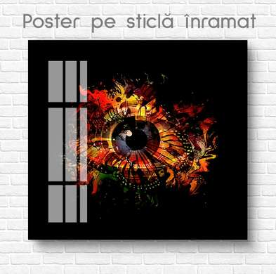 Постер - Взгляд, 100 x 100 см, Постер на Стекле в раме, Абстракция