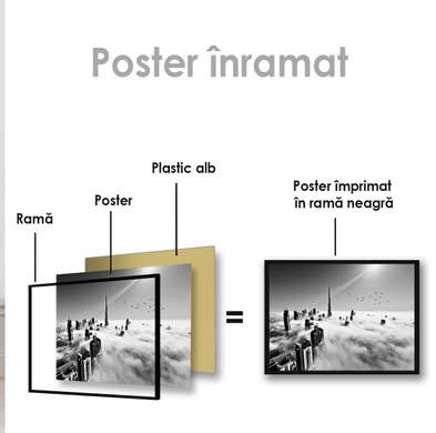 Poster - Fog over a black and white city, 45 x 30 см, Canvas on frame