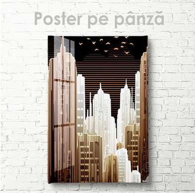 Poster - Oraș abstract, 60 x 90 см, Poster inramat pe sticla