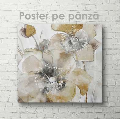 Poster - Flori gingașe, 100 x 100 см, Poster inramat pe sticla