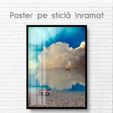 Постер - Парусная яхта, 60 x 90 см, Постер на Стекле в раме