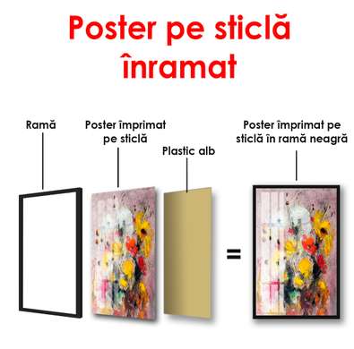 Постер - Абстрактный цветочный натюрморт, 60 x 90 см, Постер в раме, Натюрморт