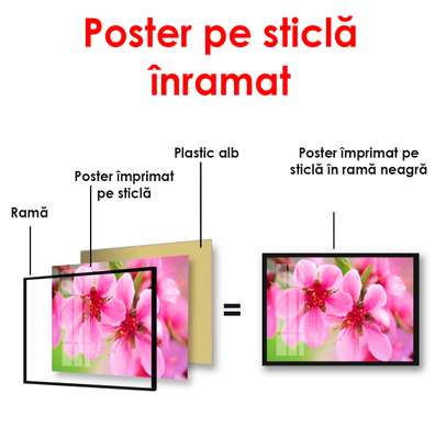 Постер - Розовые весенние цветы на дереве, 90 x 45 см, Постер в раме, Цветы