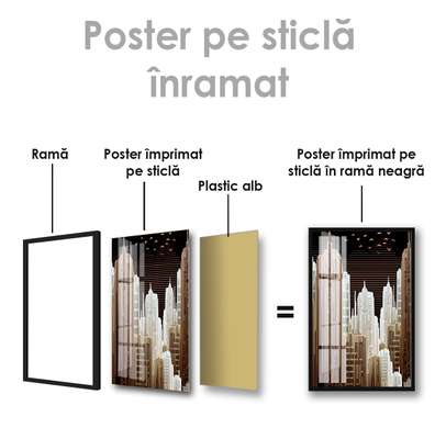 Poster - Abstract city, 60 x 90 см, Framed poster on glass, Maps and Cities
