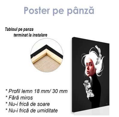 Poster - Fată cu părul alb, 100 x 100 см, Poster inramat pe sticla