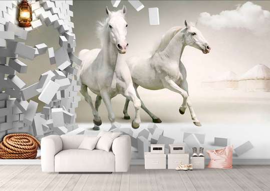 3D Wallpaper - Running horses