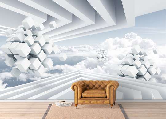 Fototapet 3D - Model abstract cu forme geometrice și nori