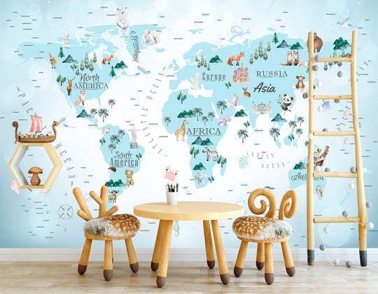 Nursery Wall Mural - Map with attractions and animals