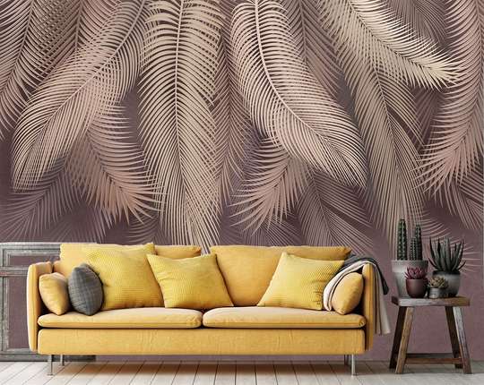 Wall Mural - Dark brown palm leaves