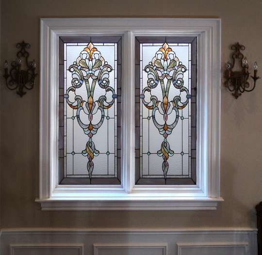 Window Privacy Film, Geometric decorative stained glass, 60 x 90cm, Transparent