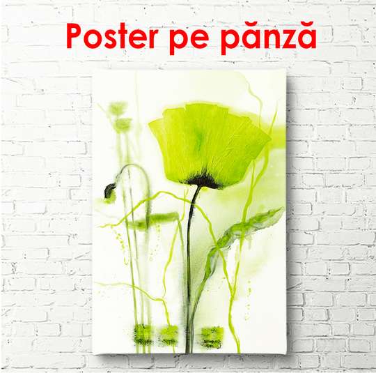 Постер - Зеленый цветок, 60 x 90 см, Постер в раме