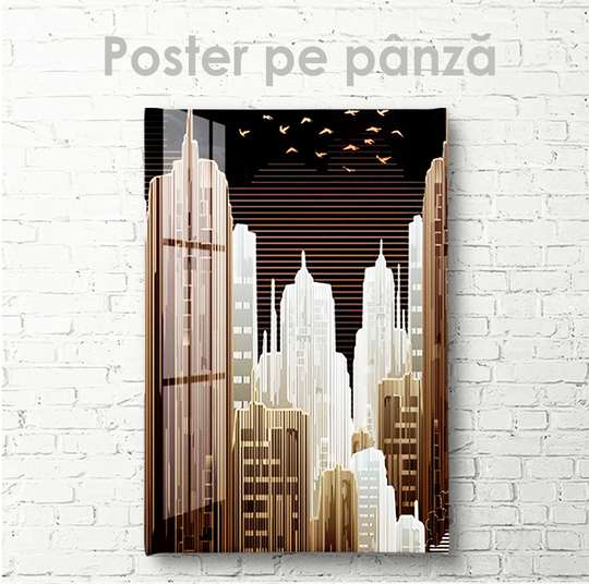 Постер - Абстрактный город, 30 x 45 см, Холст на подрамнике