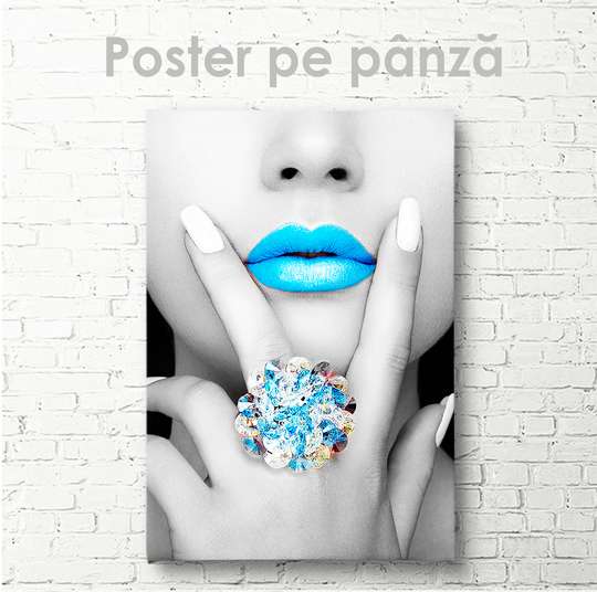 Poster - Blue lips, 30 x 45 см, Canvas on frame