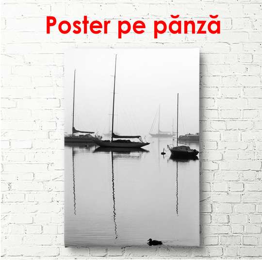 Poster - Peisaj marin, 45 x 90 см, Poster înrămat, Alb Negru