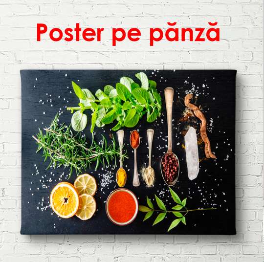 Постер - Ингредиенты для блюда, 90 x 60 см, Постер в раме, Еда и Напитки