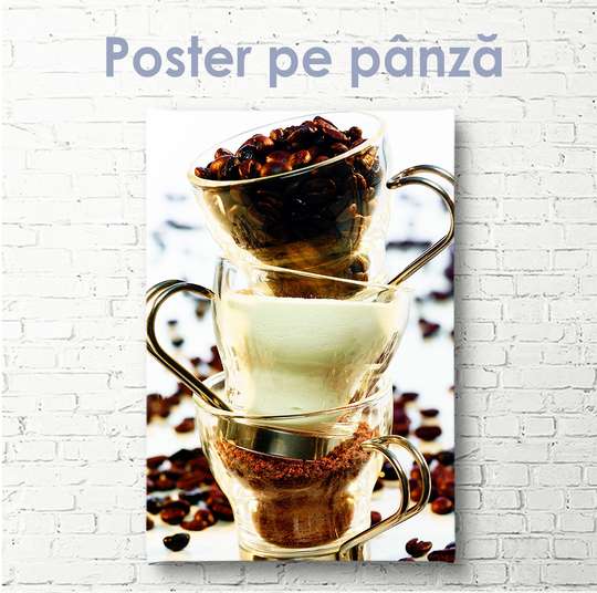 Постер - Кофейный набор, 30 x 60 см, Холст на подрамнике